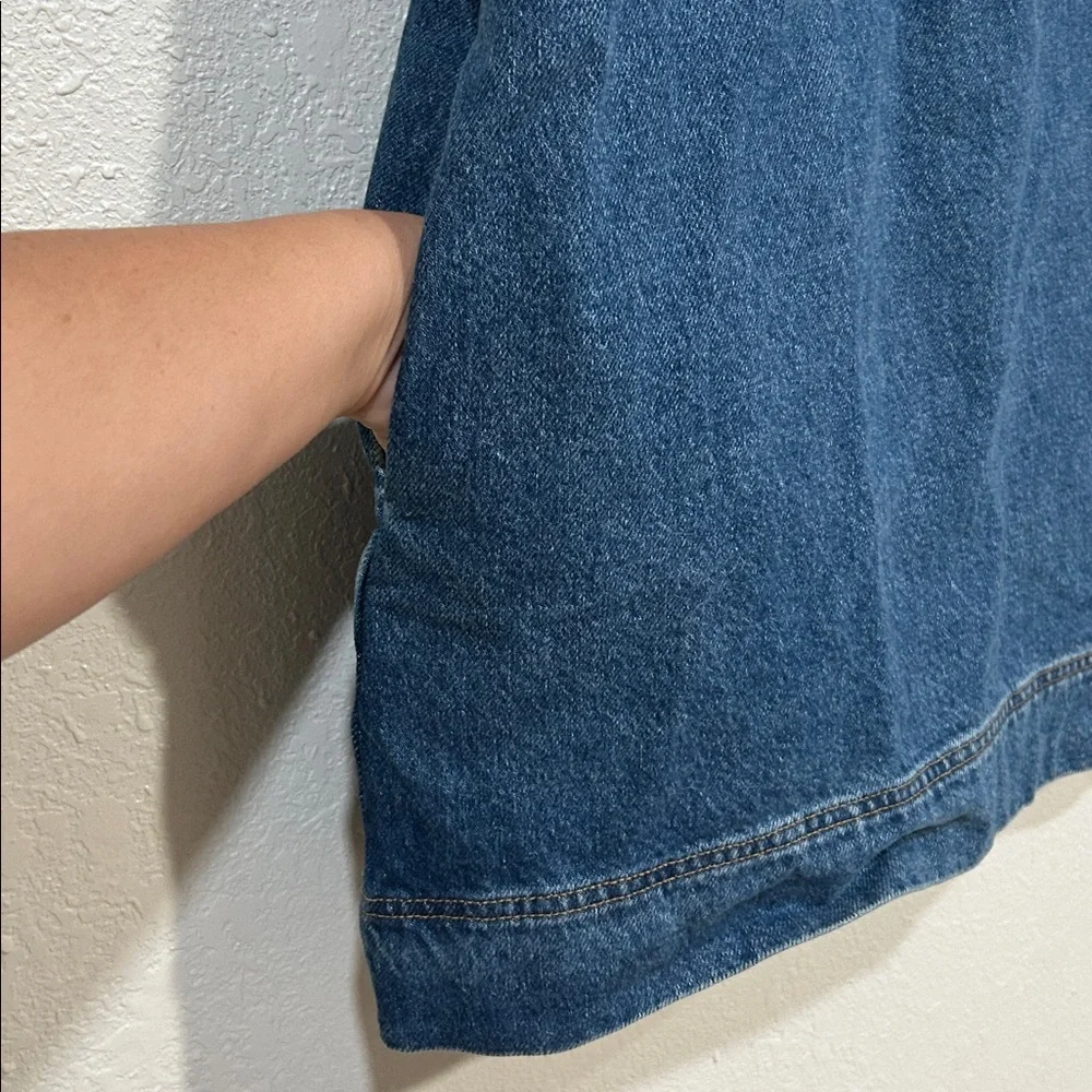 OLIVACEOUS  WOMENS COLLARED  DENIM MINI DRESS SZ LG NEW - Picture 6 of 9